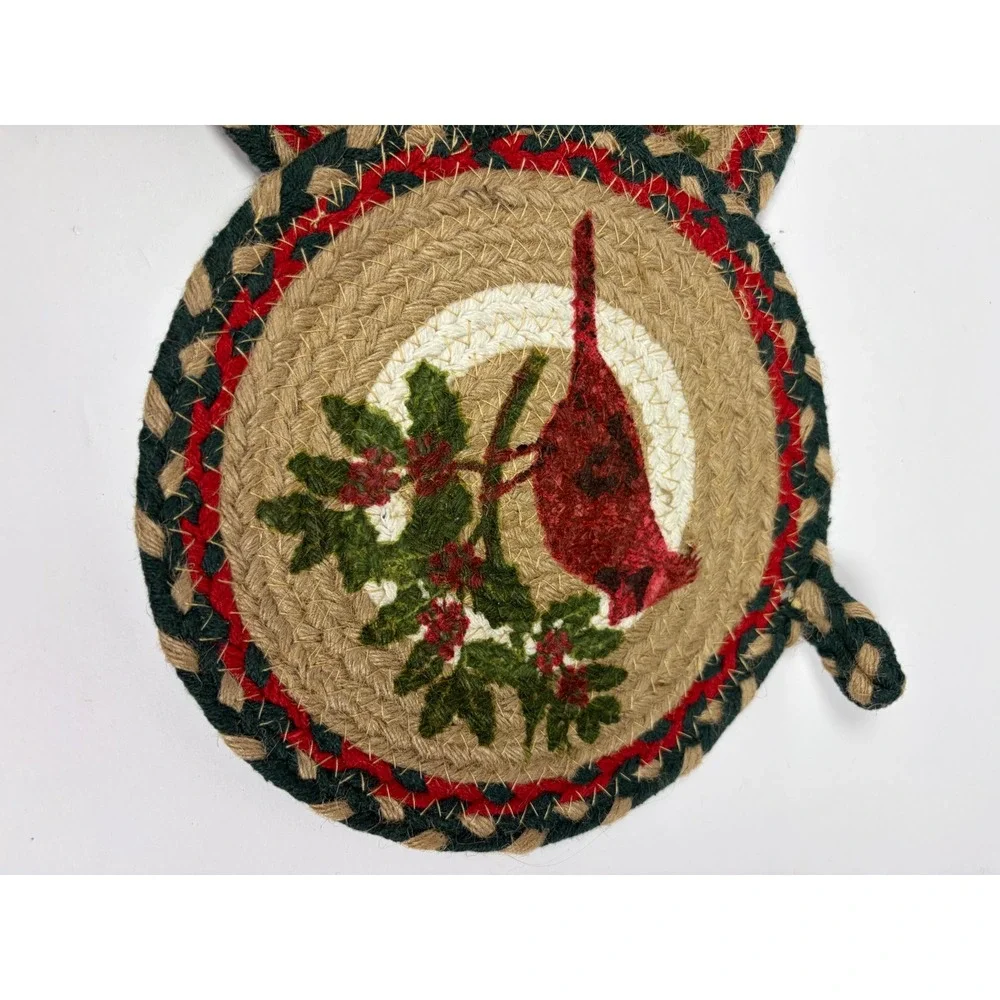 House & Garden Jute Trivets Cardinal Bird Christmas Holiday Cabin Country Rustic